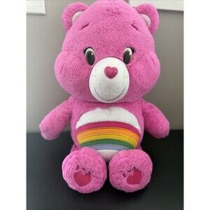 2014 Jumbo 21" Care Bears CHEER BEAR  Pink Rainbow Large Stuffed Plush